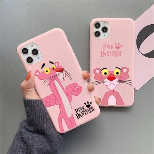Pink Panther Patterned Phone Case For iphone 12 11 Pro Max Mini XS 8 7 6 6S Plus X SE 2020 XR Matte Candy Pink Silicone cover