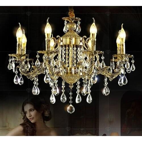 European Style Modern Lustres Brass Color E14 Crystal Chandelier Zinc Alloy High Quality K9 Crystal Ceiling Chandelier Lighting