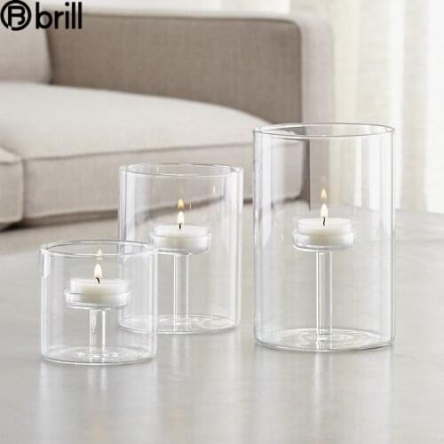Modern Glass Candlestick Holder Tea Candle Table Party Candle Holders for Wedding Center Bougeoir En Verre Decoracao Para Casa