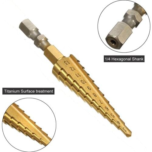 1PC 3-13mm HSS Titanium Coated Stepped Drill Power Tools Set Step Cone Cutting Tools Steel Woodworking Wood Metal Drilling