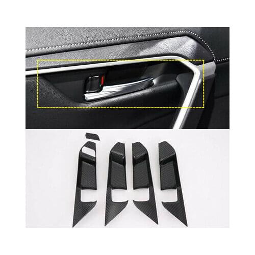 Carbon Fiber Look Inner Side Door Handle Bowl Cover 5pcs For Toyota RAV4 19 - 20