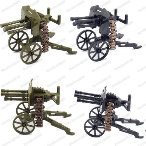 Military Soldier High Shot Heavy Machine Gun Assembly Figures WW2 Building Block Assemble Army Weapons Model Christmas Gift Toys