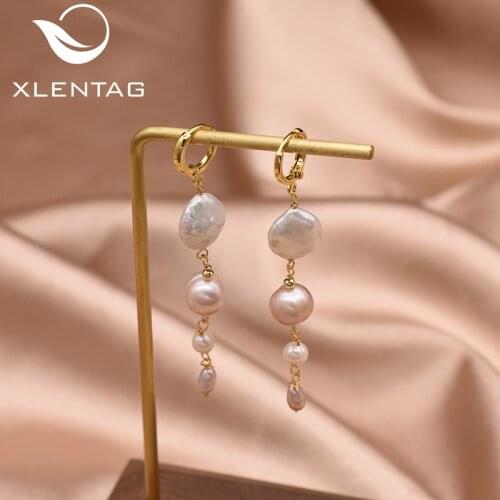 Xlentag Natural Freshwater Pearl Earrings Ladies Accessories Pendant Earrings Party Boutique Luxury Handmade Jewelry 2020 GE0899