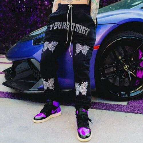 Yangelo New Arrival Butterfly Printted Sports Pants for Girls Drawstring Trousers Joggers Women Clothing Streetwear Black Pants
