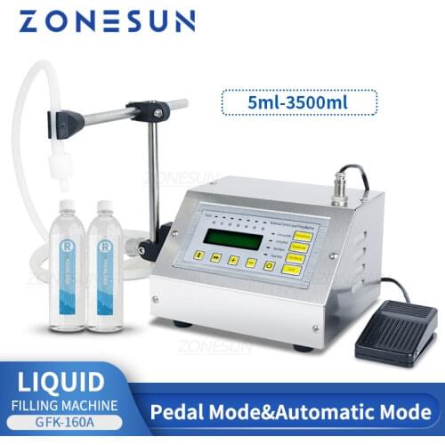 ZONESUN Small GFK-160A 5-3500ml Digital Control Liquid Juice Water Liquid Filling Machine Dosing Filler Bottle with Pedal