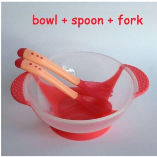 3Pcsset baby food Baby Feeding Bowls dishes Dinnerware Set Baby Tableware Dinnerware Suction Bowl with Temperature Sensing Spoon