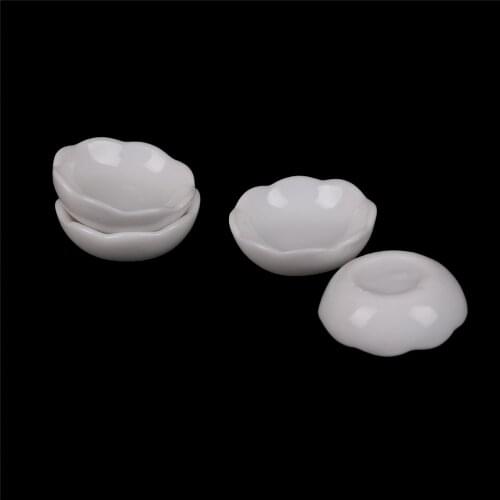 4PCS Kitchen Furniture Toys White Ceramics Dish Plate Dollhouse Miniature Novelty 1:12 Gift Doll House for Children Kids
