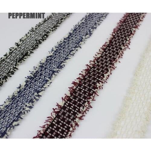 5 yards 30mm Tweed Webbing Cotton Mixed Ribbon Fringed Trimming Clothing Accessory for bag garment free shipping
