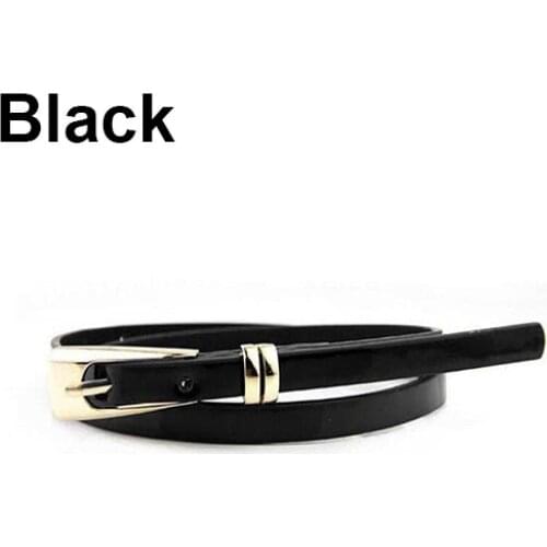 50% Hot Sales Womens Fashion Candy Color Faux Leather Buckle Skinny Belt Thin Waistband Sash