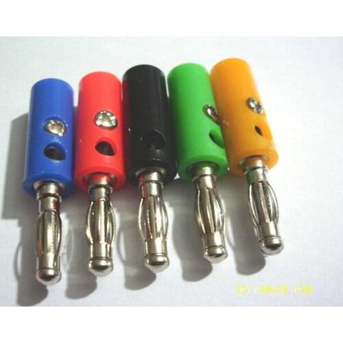 50 PCS x 5 Colors Nickel Plated Banana Plug Male 39mm New