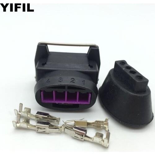5pcs/lot 4 Pin/Way Tyco/AMP Junior Power Timer Female Automotive Connector Sensor Plug Socket Housing With Rubber Boot