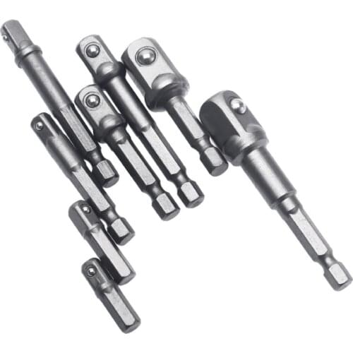 8PCS Socket Bits Adapter Set Hex Drill Nut Driver Power Shank 1/4" 3/8" 1/2" Connecting Rod Head Extension Drill Bits Bar Wrench