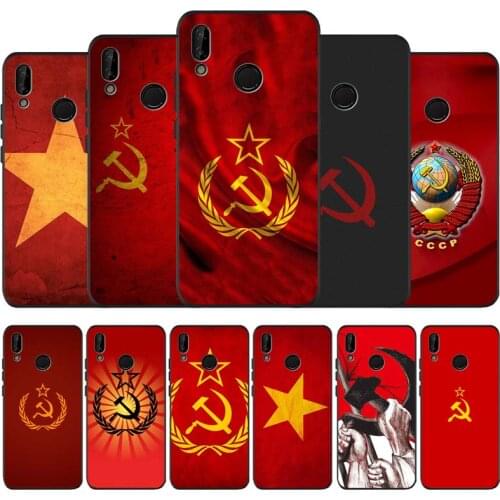 USSR Soviet Emblem black soft Phone Case for huawei P40 P30 P20 Pro lite P9 Lite Psmart 2019 Y6 Y9 Prime mate40 30 20 cover