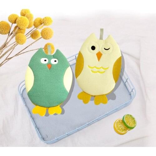 Baby Bath Gloves Children Cartoon Bath Towel Scrubbing Gloves Cartoon Sponge Soft Owl Cleaning Tools Random Color Children Gifts