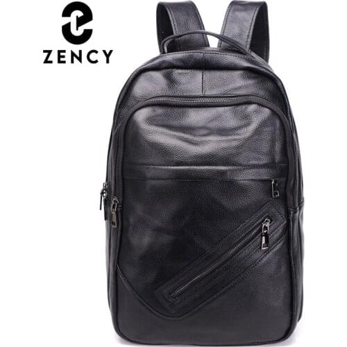 Zency Travel Outdoor Knapsack 100% Genuine Leather Backpack Large Capacity Simple Casual School Bag For Men Women Computer Bag