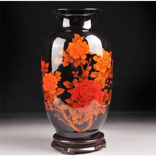 Home Decoration porcelain vase Indoor Ornaments Ceramic Vases Jingdezhen glaze peony design antique chinese porcelain vases