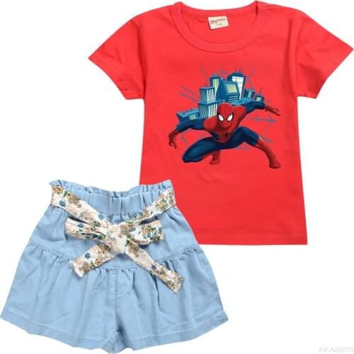 Spider Man Kids Clothes Set Children Summer Cartoon Suit Disney Clothing Set Cartoon