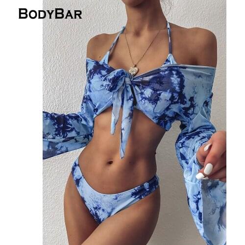 Sexy Leopard Print Three-piece Swimsuit Ladies Summer Split Bikini Long-sleeved Beaching Fashionable Bather Swimwear For Womans