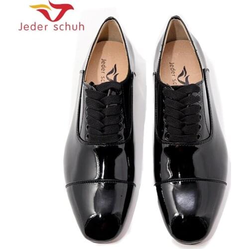Jeder Schuh New Black Patent Leather Men Loafers Fashion Party And Wedding MenS Dress Shoes Oxfords