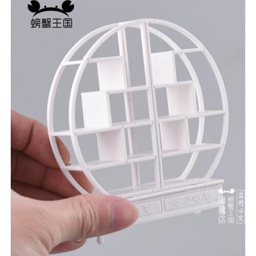 1:20 scale Dollhouse mini Furniture Miniature Doll White accessories Chinese Style Plastic Ancient Round Shelf