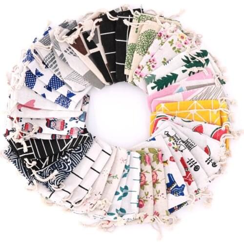 New Arrived Mini Handmade Cotton Drawstring Bag 8x10cm 10pcs Travel Pouches Drawable Dry Cotton Linen Small Cloth Bags Wholesale