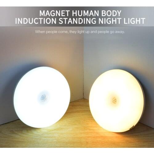 Mini LED Motion Sensor Night Light Auto On/Off Wireless Wall Lamp Magnet USB Rechargeable for Bedroom Stairs Cabinet Wardrobe