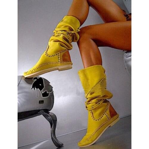 Fashion Ladies Rivets Studded Belt Fasten Knee High Martin Boots Round Toe Flat Heel Woman Botas Shoes Suede Large Size Boots