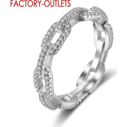 Authentic 925 Sterling Silver Interlock Finger Rings For Women Paved Small Crystal Christmas Statement Fine Jewelry