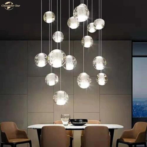 Nordic Ball LED Modern Chandeliers Lights for Foyer Spiral Staircase Restaurant Hotel Simple Creative Hanging Lamp