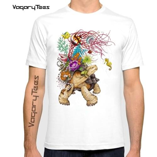 Newest watercolor Return To The Sea Design T-Shirt Mens Octopus combination T Shirt Summer Geek Style Tops Hipster Tees