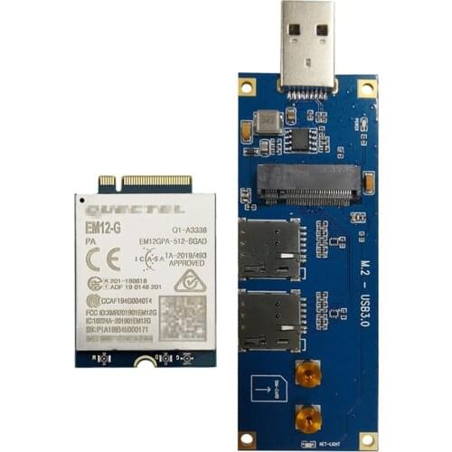 New original Quectel EM12-G LTE Cat12 module EM12GPA-512-SGAD LTE-A modem with M.2 to USB3.0 4G 5G adapter double SIM card slot