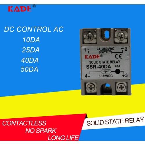 SSR -10DA/25DA/ 40DA/50DA DC control AC SSR white shell Single phase Solid state relay without plastic cover