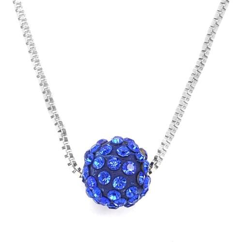 Hot Sale Clay Crystals Disco Ball Pendant Necklaces For Women Girls Sweet Shambhala Rhinestone Stainless Steel Chain Necklace