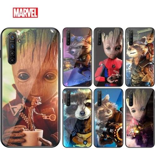 Marvel Raccoon Groot For OPPO A94 A11 X A9 A12 E A93 A92 A73 A72 A53 S A52 A32 A31 AX7 A7 A5 Pro 2020 Black Phone Case