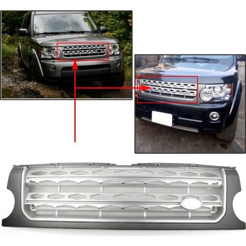 Grey Silver Car Honey Comb Mesh Grille Front Racing Grill For Land Rover Discovery 3 LR3 L319 2005 2006 2007 2008 2009 w/ Logo