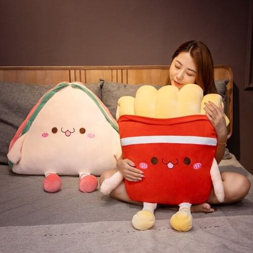 Cute Cartoon Hamburger Fries Sandwich Pillow Comfortable Soft Fast Food Doll Birthday Gift For Children