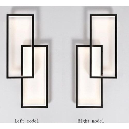 Modern Led rectangle Wall Lamp Black Wall light Sconces for Bedroom Living Room TV Background Stairs Indoor Decoration Lighting