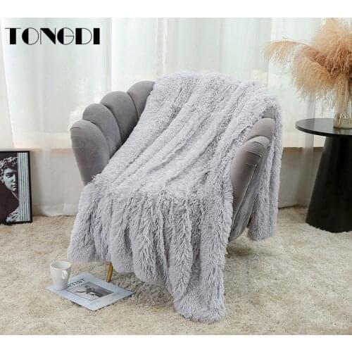 TONGDI Plush Blanket Soft Warm Elegant Fannel Fleece Woolen Blanket Solid Decor For Girl Winter Couch Cover Bed Sofa Bedspread