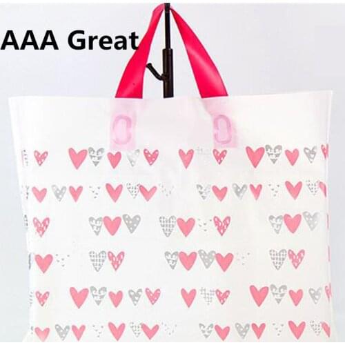 Thicken Large Plastic Shopping Bags Packaging Heart Plastic Gift Bag With Handle 50Pcs/Lot Clothes Shops Pouches Store