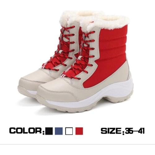 J696 Women Boots Waterproof Winter Shoes Women Snow Boots Platform Keep Warm Ankle Winter Boots With Thick Fur Heels Botas Mujer