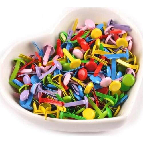 Mixed Pastel Round Brads Studs And Spikes For Clothes Shoes Decoration Crafts Embellishment Fastener Brad 6.5x13mm 100Pcs C2238