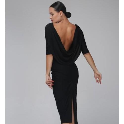 Latin Dance costume Female backless Latin Dance Dress Women New Half Sleeve Competition Dresses 0312