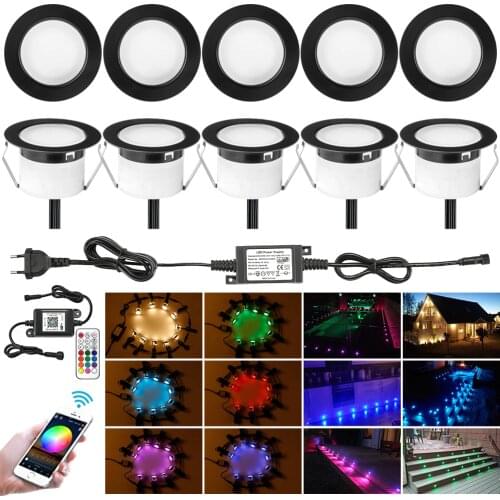 10pcs/lot Black WIFI App RF Remote Controller Timer 45mm 12V IP67 5pin RGBW Terrace LED Deck Stair Soffit Step Ingrond Up Lights