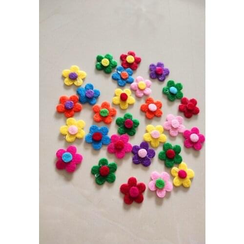100pcs/lot Mix Colors 15mm Non-Woven Fabric Flower patch pad DIY Ornaments Crafts Scrapbooking Wedding Candy Box Cards Making