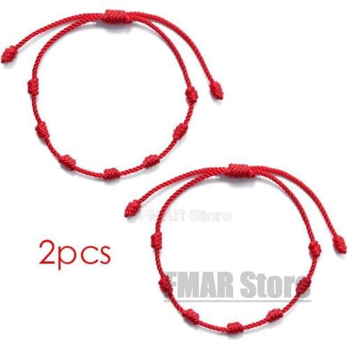 2Pcs Evil 7 Knots Red String Bracelet for Protection Eye Good Luck Amulet for Success and Prosperity Friendship Bracelet