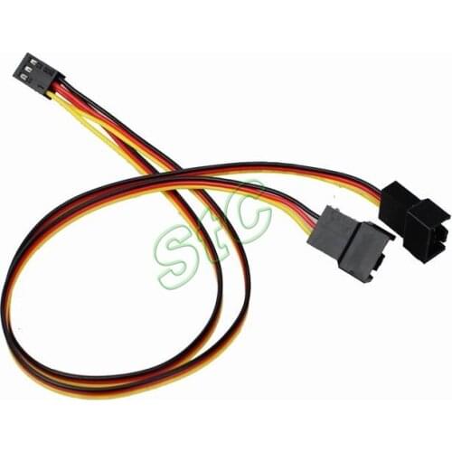 2 Pieces LOT 3Pin Female to dual 3Pin male Y-Splitter Adapter Fan Power Extension Cable Wire