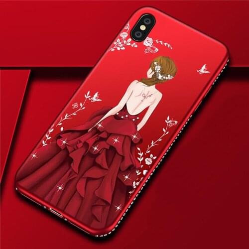 200pcs Soft Silicone TPU Wedding Dress Girl Rhinestones Frame Phone Case For Samsung iphone huawei All Model optional