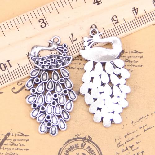 26pcs Jewelry Charms bird peacock phoenix 44x22mm Antique Silver Plated Pendants Making DIY Handmade Tibetan Silver Jewelry