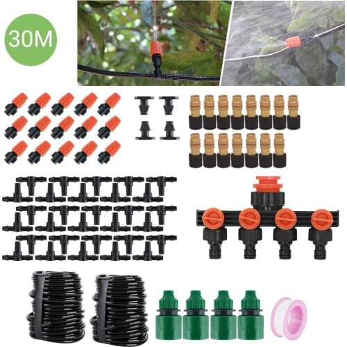 30M Automatic Watering Device Spray Cooling Water Flower Set 4-way Conector Intelligent Irrigation Drip DIY Garden Sprinkler