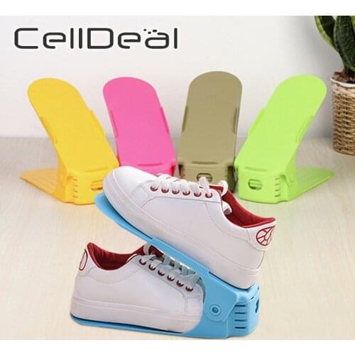 5pcs 10pcs Space-Saving Shoe Organizer Adjustable Footwear Support Slot Durable Shoes Storage Rack Colorful Cabinet Closet Stand